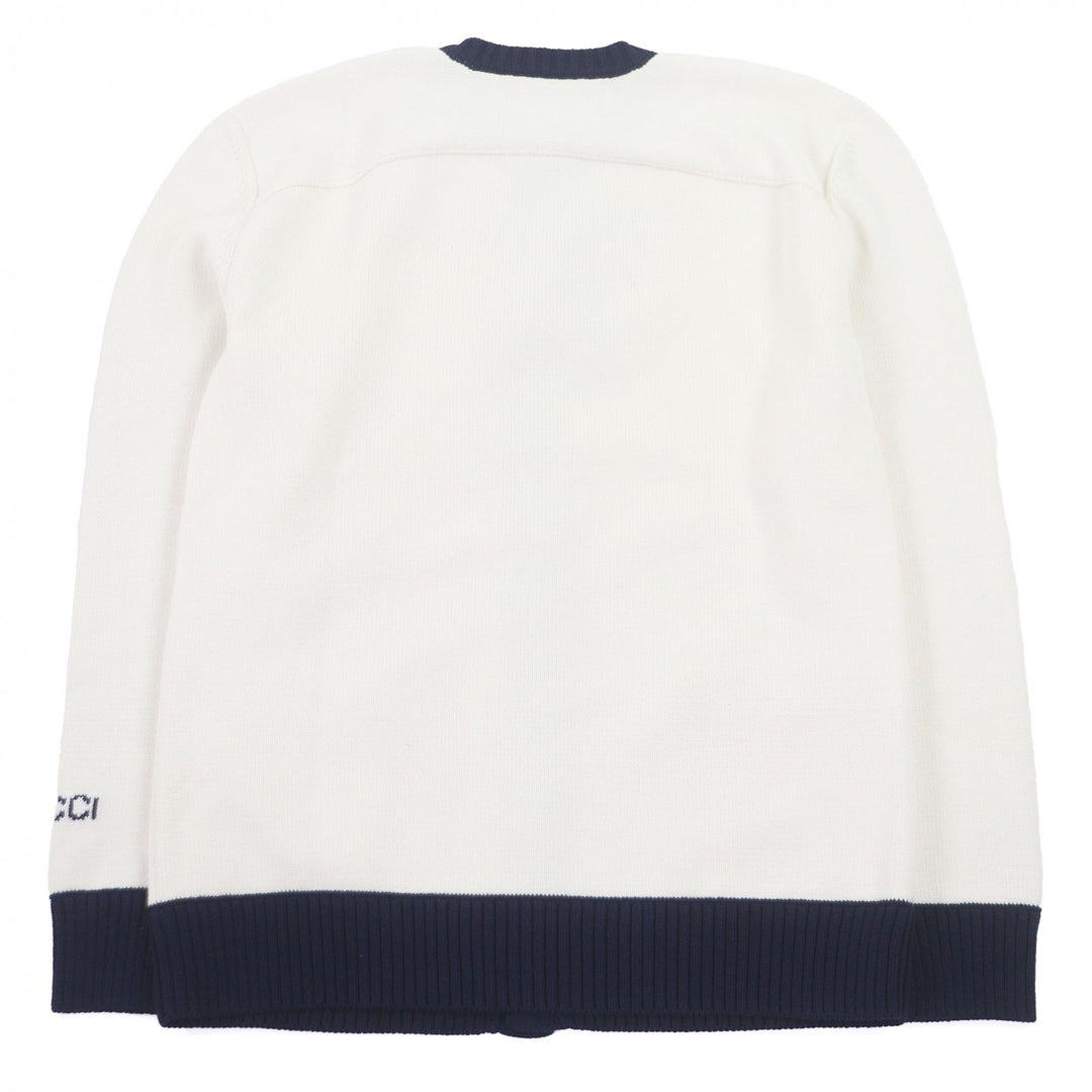 Pristine GUCCI cardigan Logo intarsia knit white cotton mens XS 814520