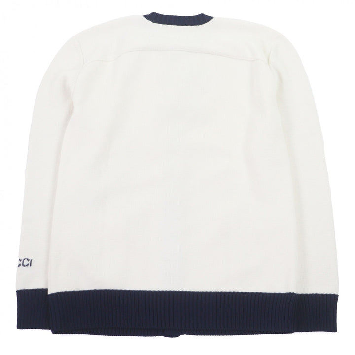 Pristine GUCCI cardigan Logo intarsia knit white cotton mens XS 814520