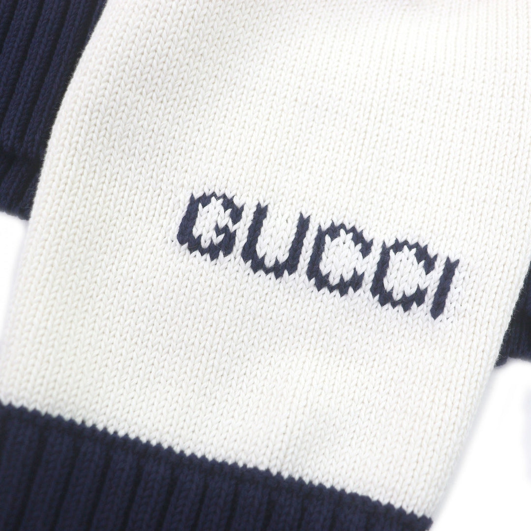 Pristine GUCCI cardigan Logo intarsia knit white cotton mens XS 814520