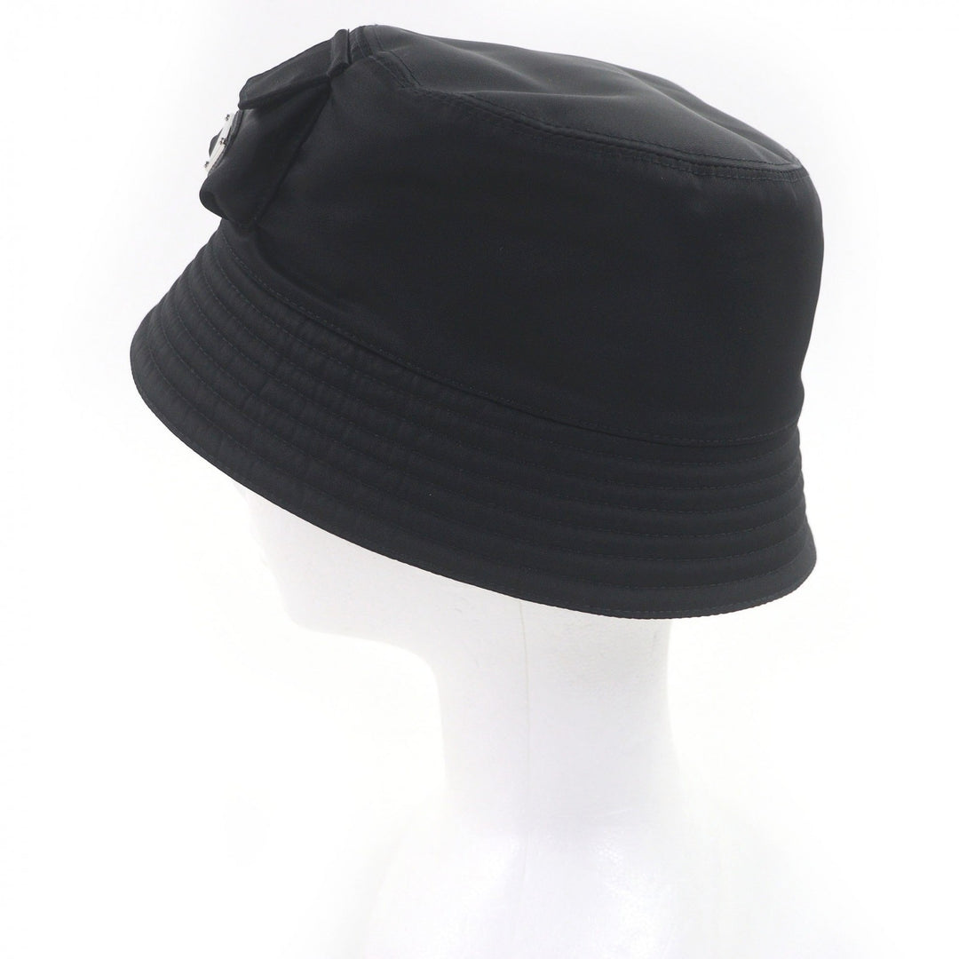 Excellent PRADA hat Re-Nylon Triangle Logo Triangle Plate Bucket black L 2HC350