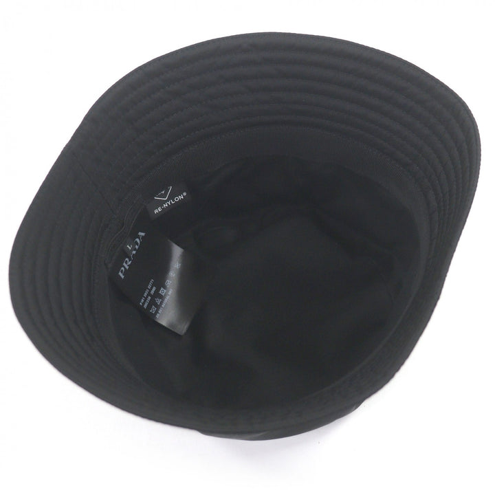 Excellent PRADA hat Re-Nylon Triangle Logo Triangle Plate Bucket black L 2HC350