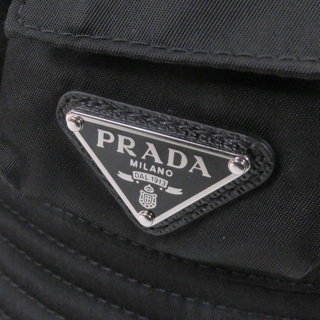 Excellent PRADA hat Re-Nylon Triangle Logo Triangle Plate Bucket black L 2HC350