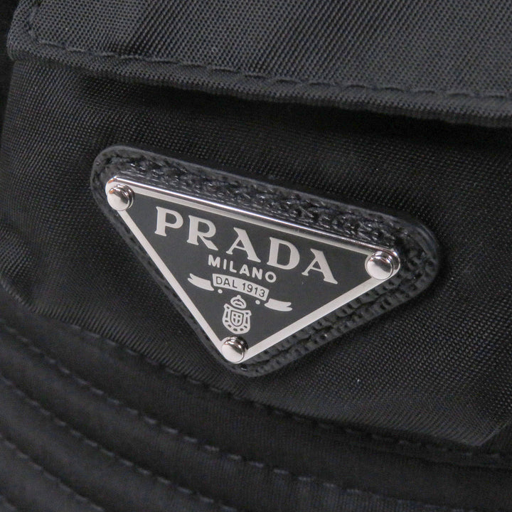 Excellent PRADA hat Re-Nylon Triangle Logo Triangle Plate Bucket black L 2HC350