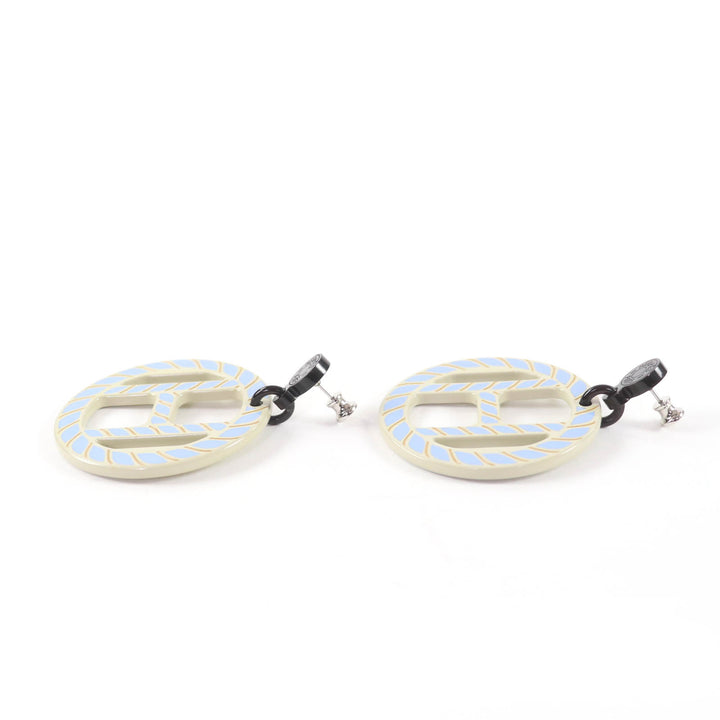 Great HERMES Pierce H Equipe Nautic Earrings buffalo horn lacquer Women