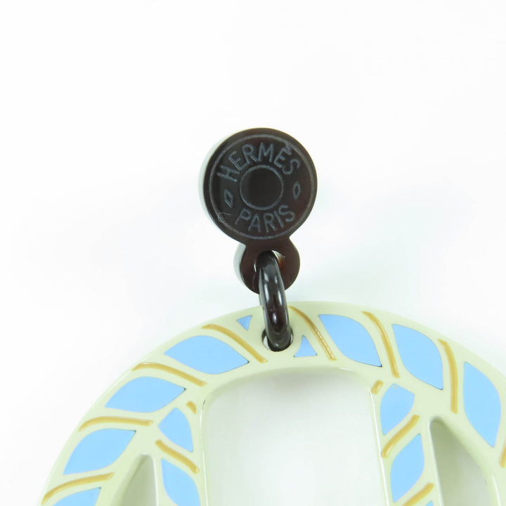 Great HERMES Pierce H Equipe Nautic Earrings buffalo horn lacquer Women