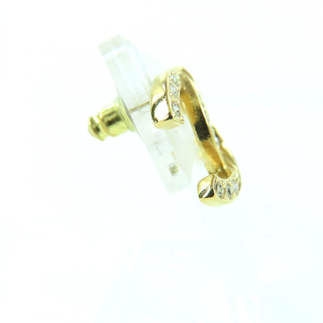 Great CHANEL Pierce COCO Mark rhinestone gold Women A24V