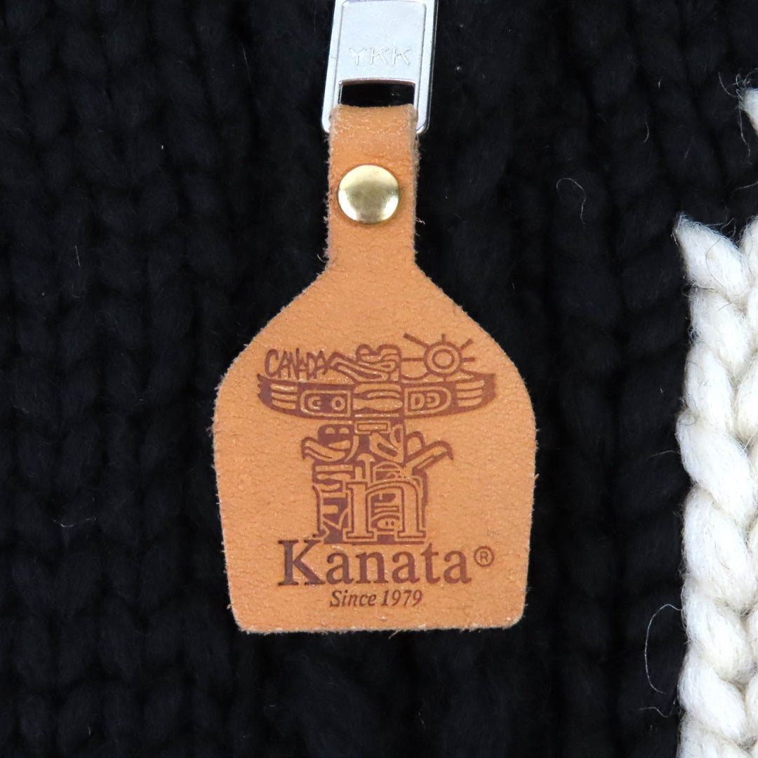 Great MONCLER GENIUS KANATA SWEATER Logo Full-Zip Cowichan Knit black wool 36