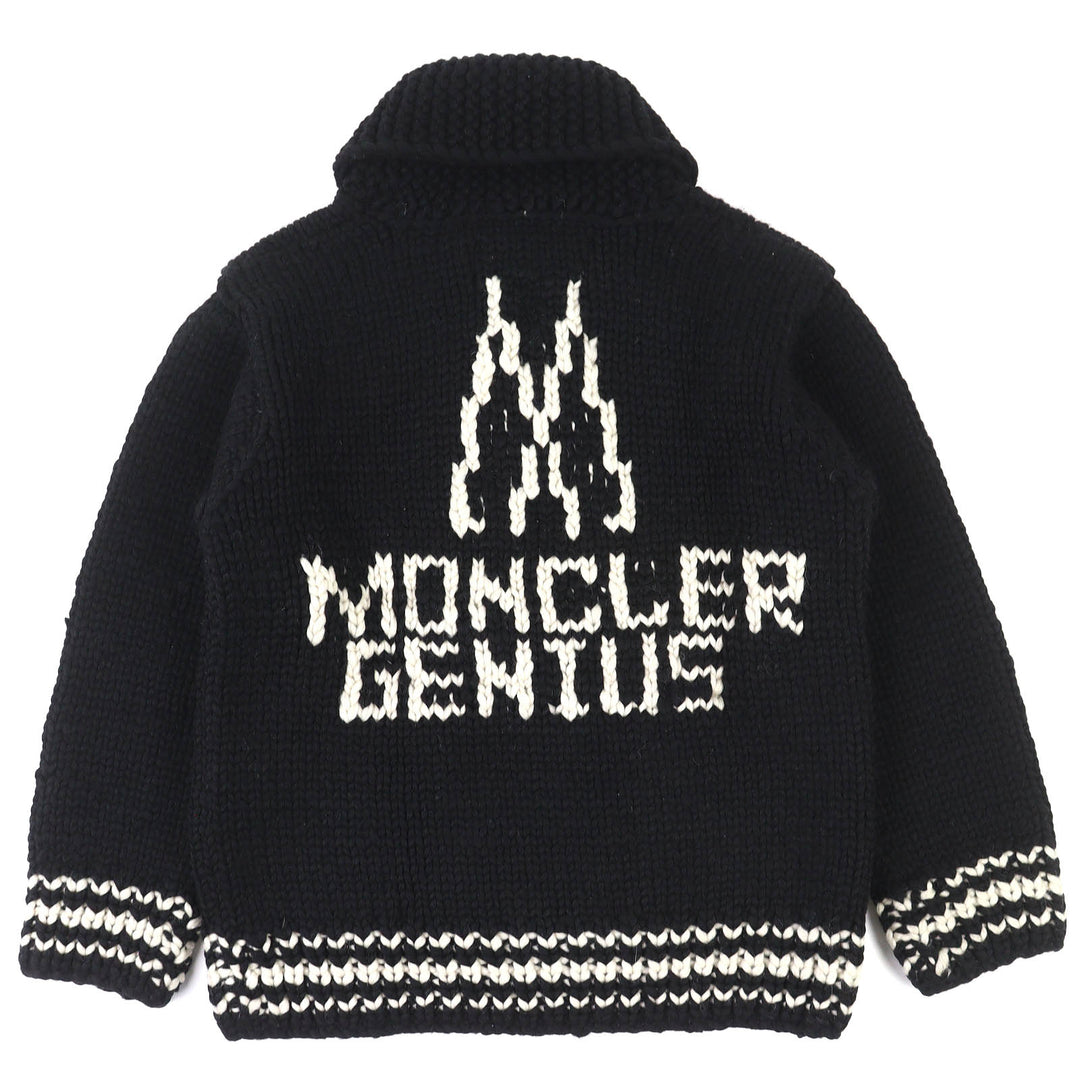 Great MONCLER GENIUS KANATA SWEATER Logo Full-Zip Cowichan Knit black wool 36
