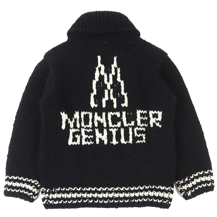 Great MONCLER GENIUS KANATA SWEATER Logo Full-Zip Cowichan Knit black wool 36