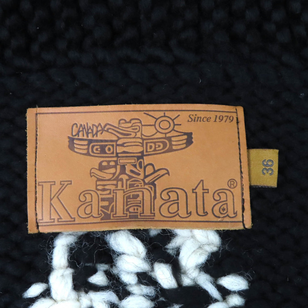 Great MONCLER GENIUS KANATA SWEATER Logo Full-Zip Cowichan Knit black wool 36