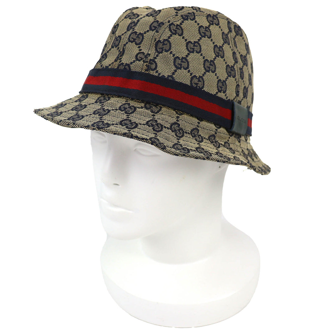 Great GUCCI hat GG canvas bucket hat beige polyester Women M 030367