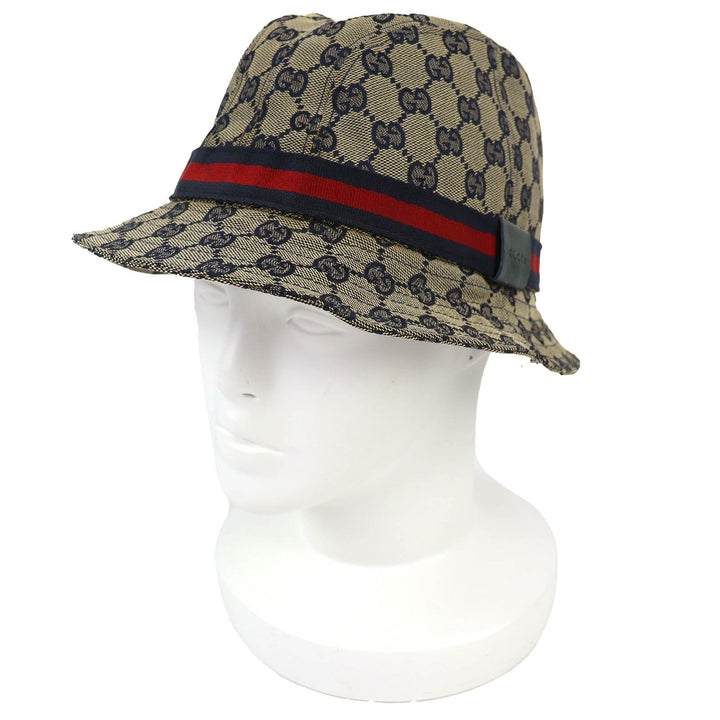 Great GUCCI hat GG canvas bucket hat beige polyester Women M 030367