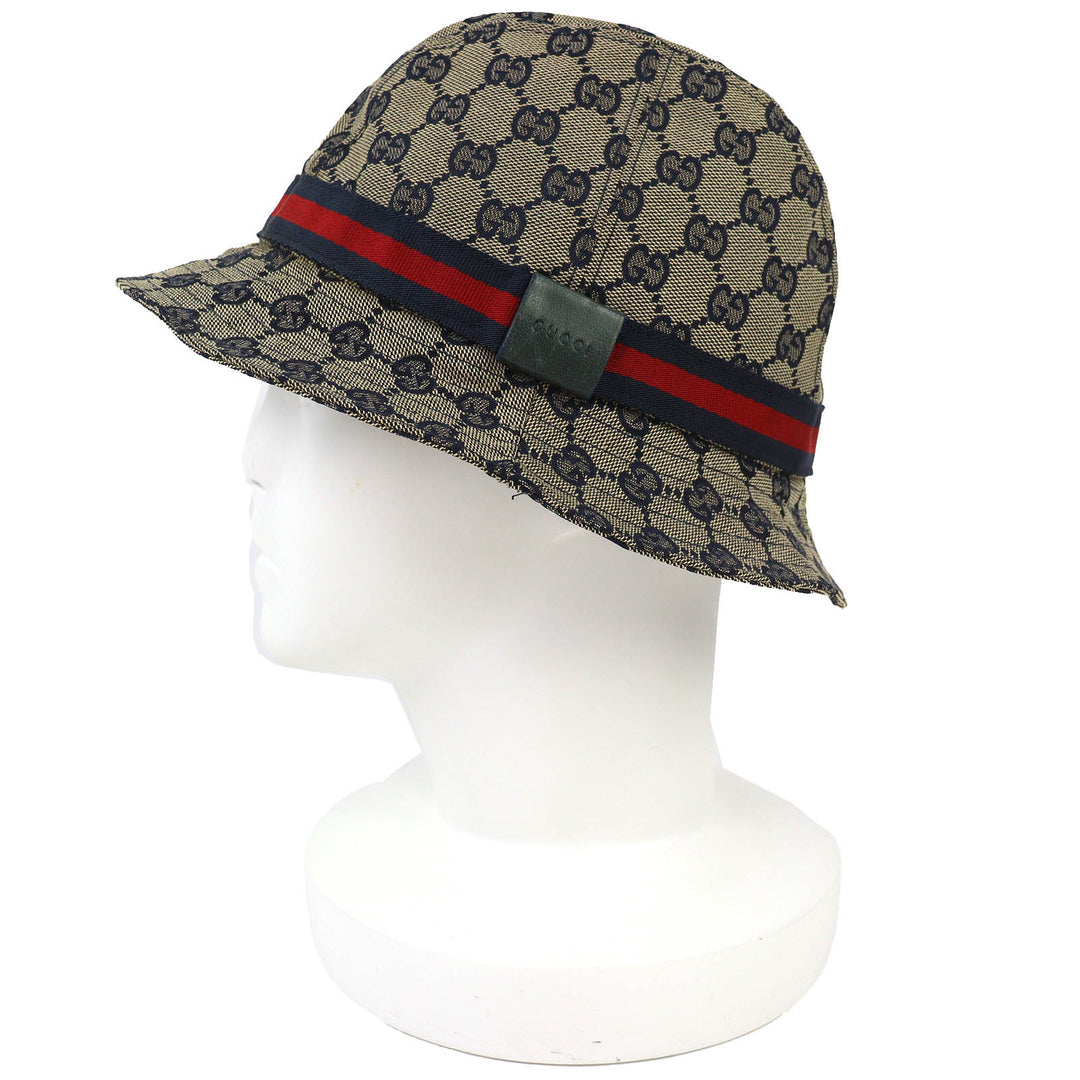 Great GUCCI hat GG canvas bucket hat beige polyester Women M 030367