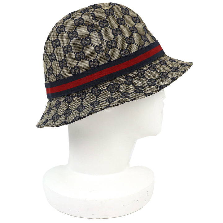 Great GUCCI hat GG canvas bucket hat beige polyester Women M 030367