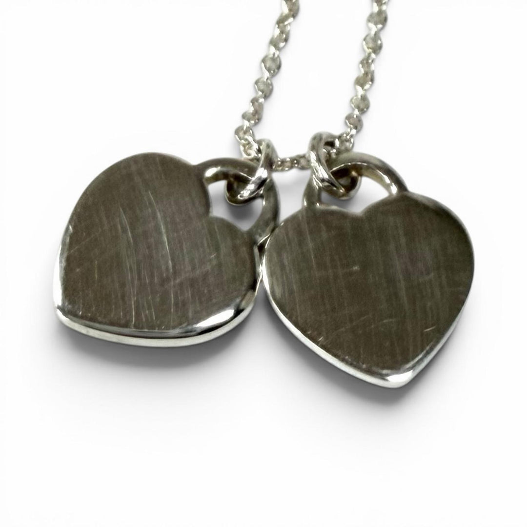 Great TIFFANY&Co. Necklace TIFFANY&Co. Blue Double Heart Tag Pendant blue AG925
