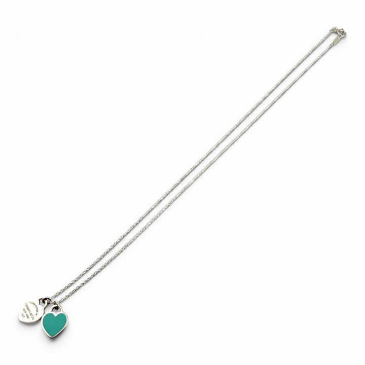 Great TIFFANY&Co. Necklace TIFFANY&Co. Blue Double Heart Tag Pendant blue AG925