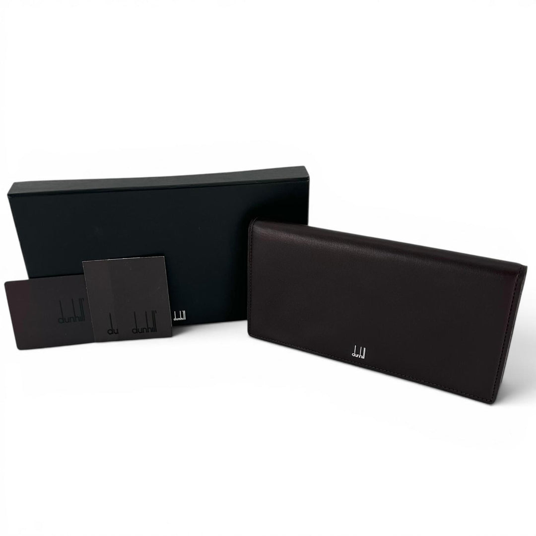 Pristine Dunhill Purse Bill Compartment Wallet Dark brown Calf leather mens