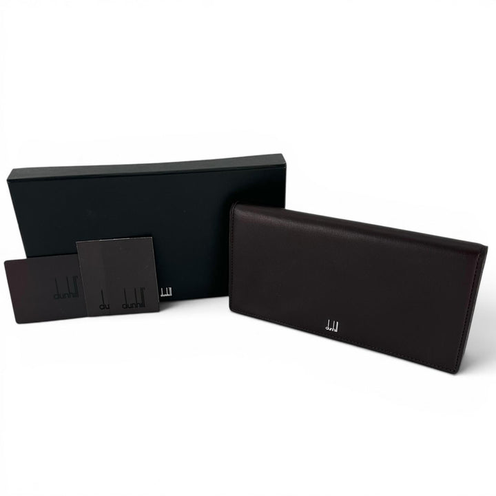Pristine Dunhill Purse Bill Compartment Wallet Dark brown Calf leather mens