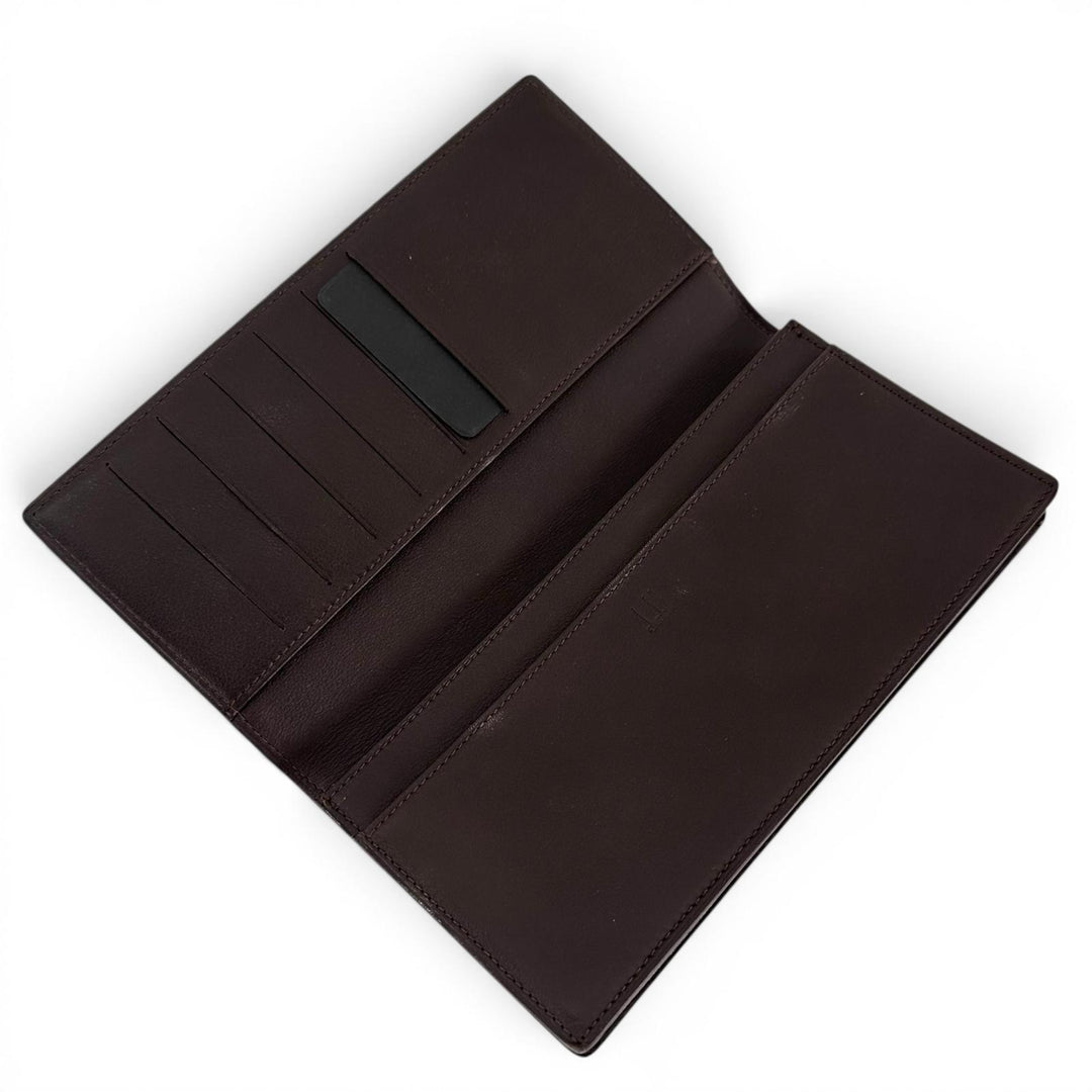 Pristine Dunhill Purse Bill Compartment Wallet Dark brown Calf leather mens