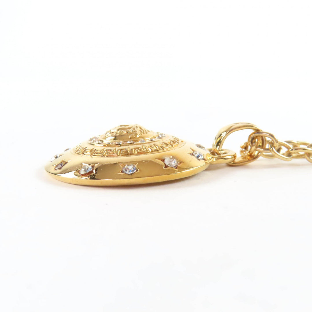 Excellent VERSACE Necklace Medusa Rhinestone Chain gold Women