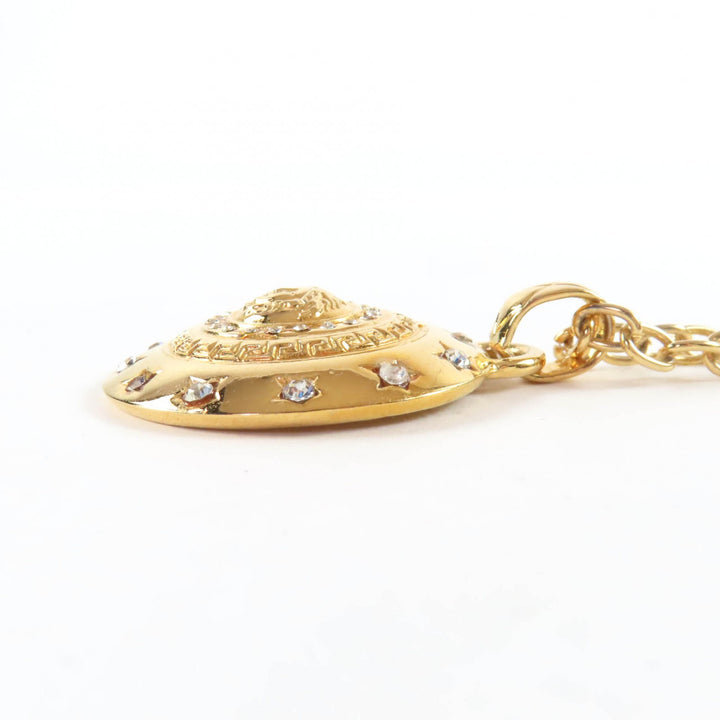 Excellent VERSACE Necklace Medusa Rhinestone Chain gold Women