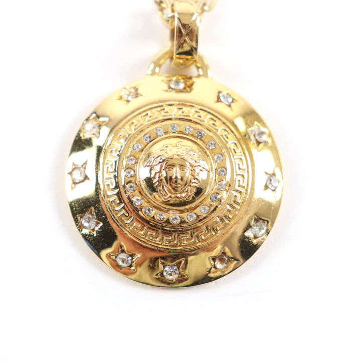 Excellent VERSACE Necklace Medusa Rhinestone Chain gold Women