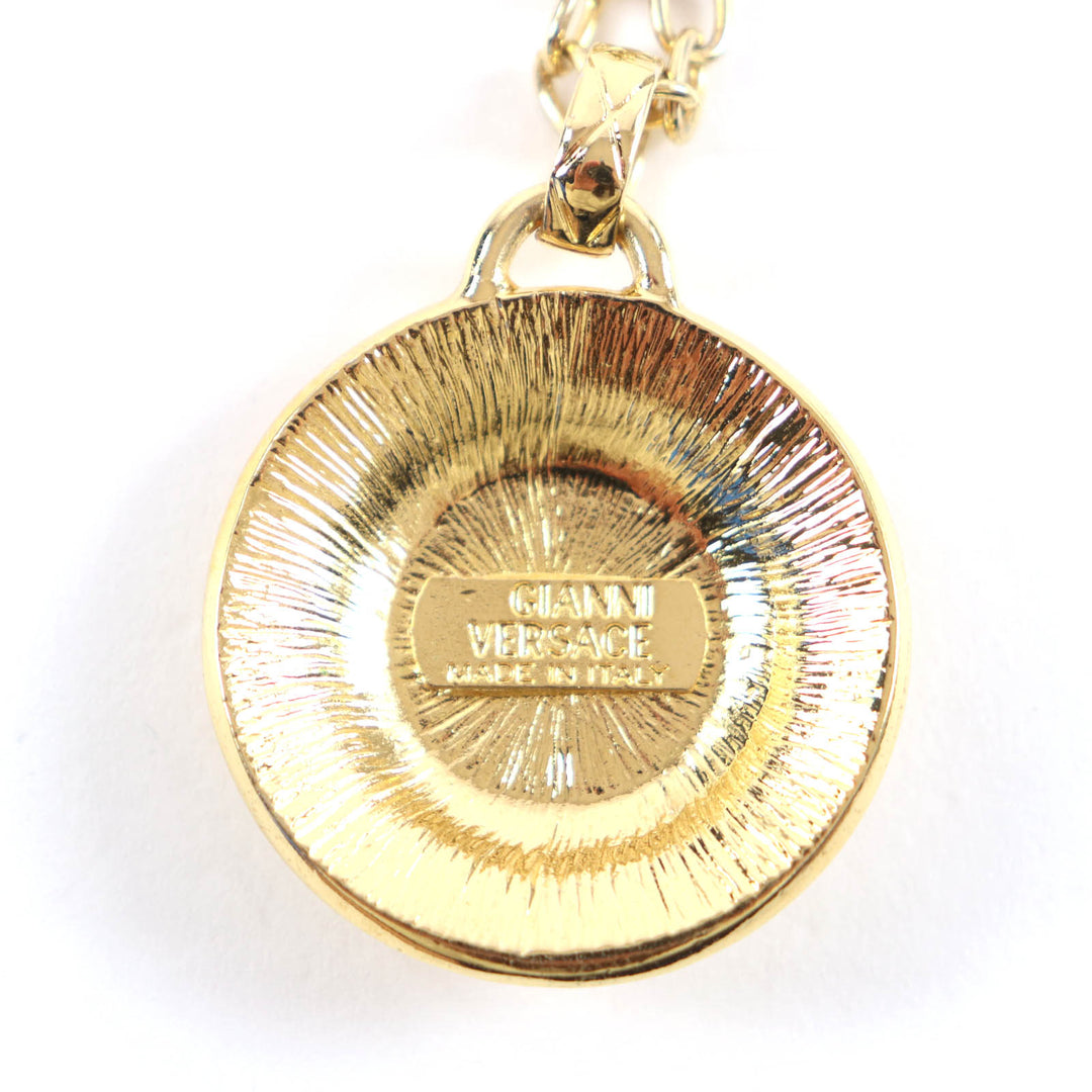 Excellent VERSACE Necklace Medusa Rhinestone Chain gold Women