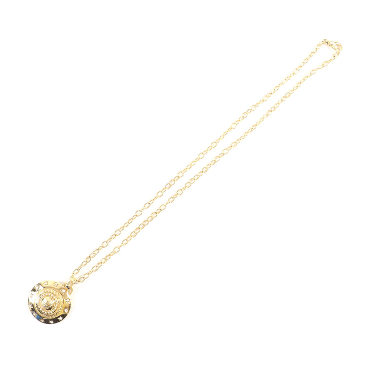 Excellent VERSACE Necklace Medusa Rhinestone Chain gold Women
