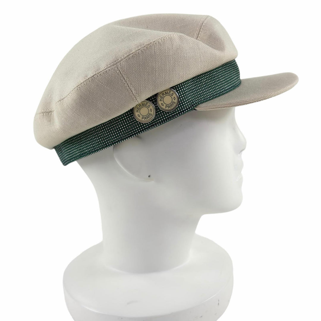 Great HERMES Casquette Kaval Pop Ivory Hemp Women