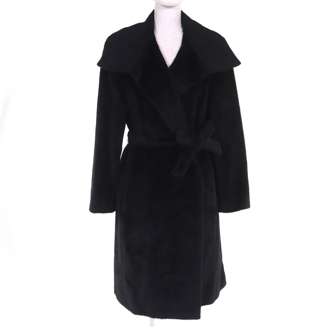 Excellent Max Mara coat Long Belt Wrap Coat black alpaca Women 40