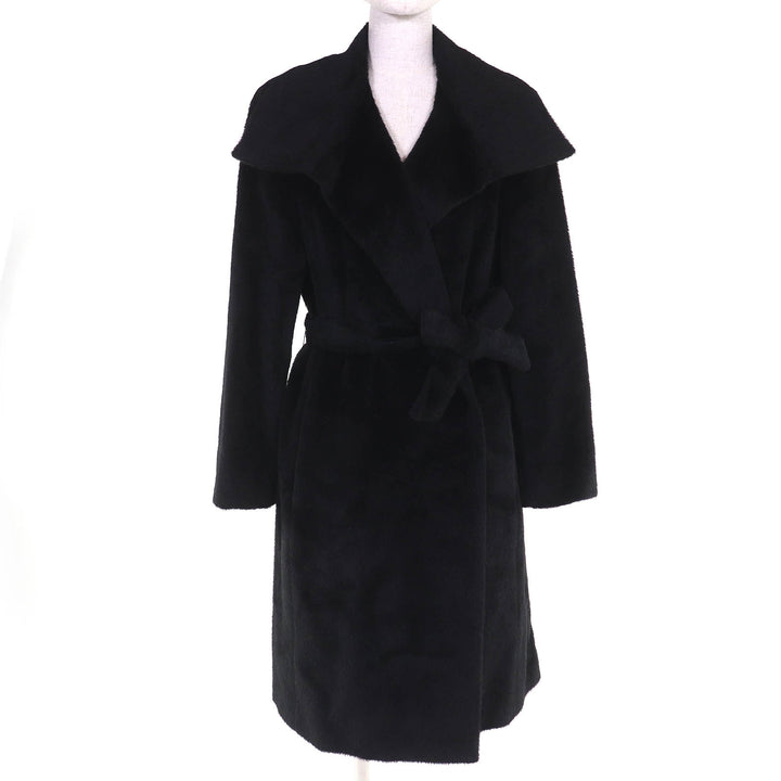 Excellent Max Mara coat Long Belt Wrap Coat black alpaca Women 40