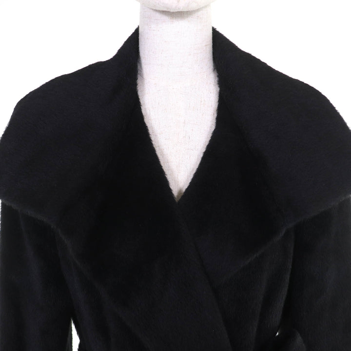 Excellent Max Mara coat Long Belt Wrap Coat black alpaca Women 40