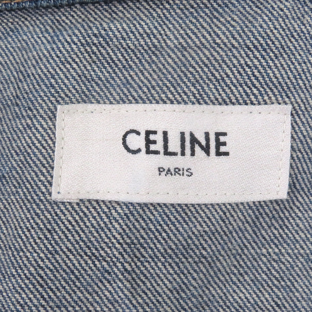 Excellent CELINE Denim Jacket Triomphe gold button vintage trucker jacket