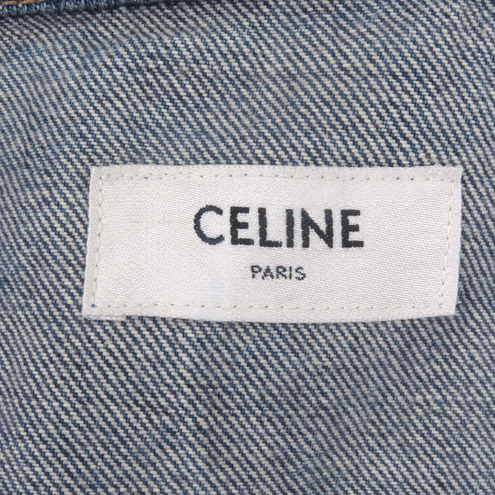 Excellent CELINE Denim Jacket Triomphe gold button vintage trucker jacket