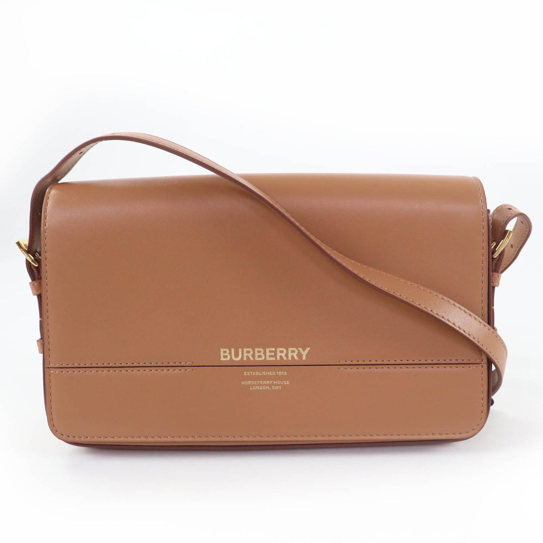Excellent BURBERRY Shoulder Bag Grace logo leather Brown leather Women