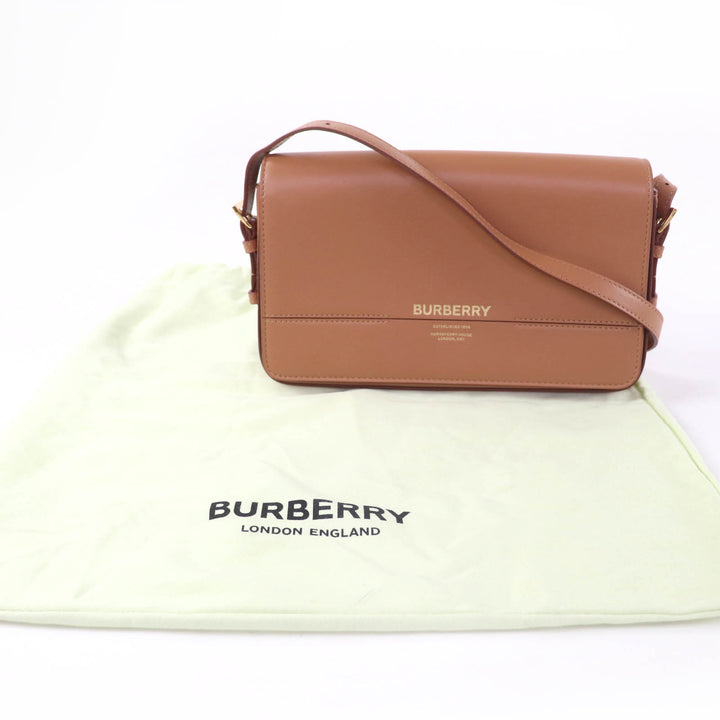 Excellent BURBERRY Shoulder Bag Grace logo leather Brown leather Women