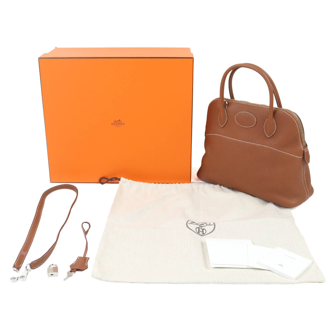 Pristine HERMES Handbag Bored 31 gold Taurillon Clemence Leather Women