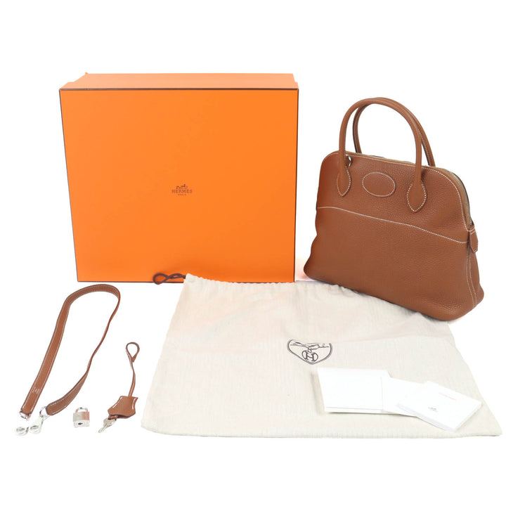 Pristine HERMES Handbag Bored 31 gold Taurillon Clemence Leather Women