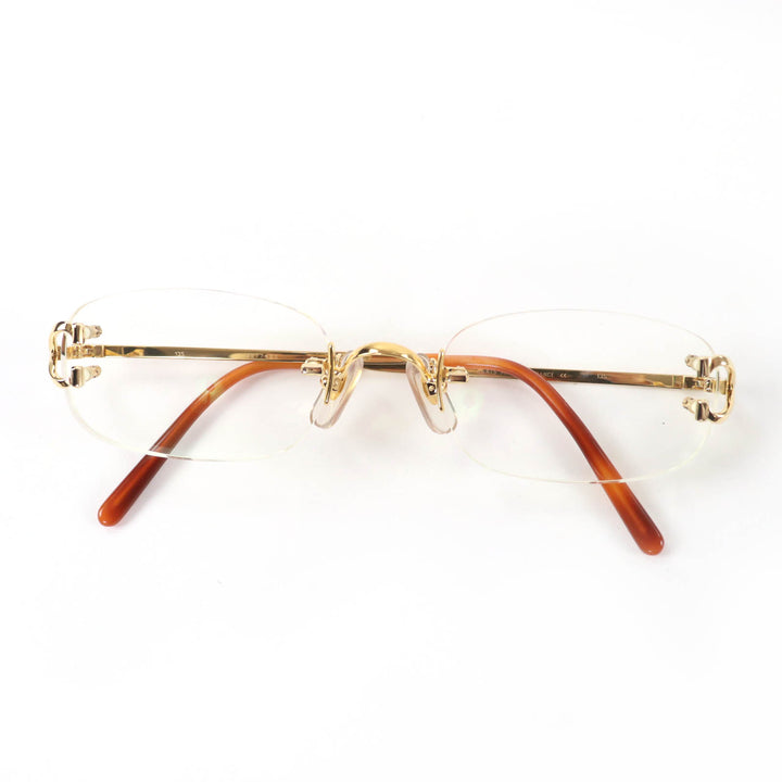 Great Cartier Glasses Rimless Two-Point Eyewear gold Women 135
