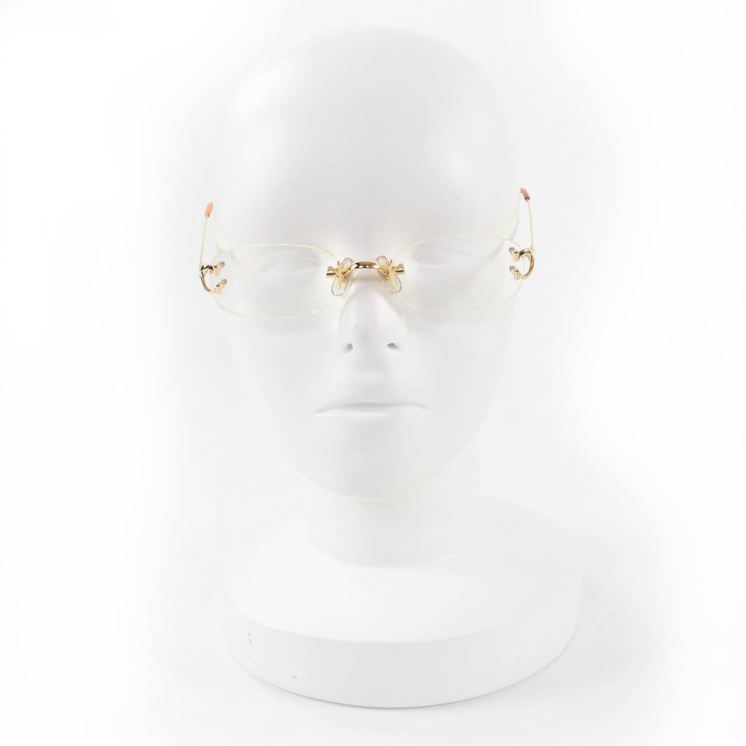Great Cartier Glasses Rimless Two-Point Eyewear gold Women 135