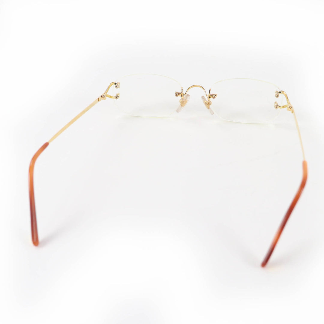 Great Cartier Glasses Rimless Two-Point Eyewear gold Women 135