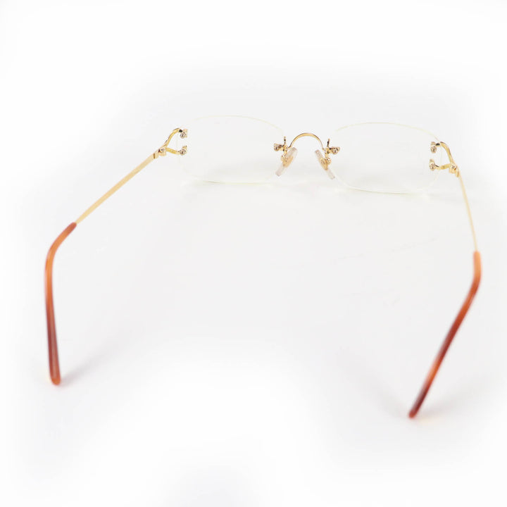 Great Cartier Glasses Rimless Two-Point Eyewear gold Women 135
