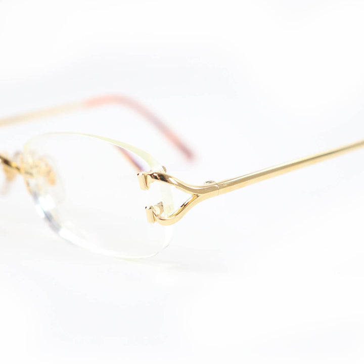 Great Cartier Glasses Rimless Two-Point Eyewear gold Women 135