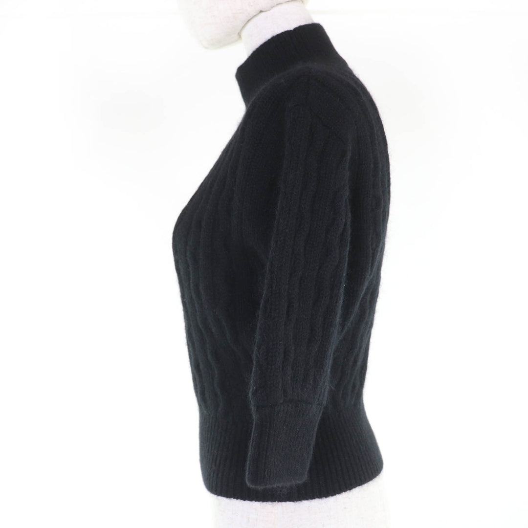 Excellent LOUIS VUITTON knit High neck, 3/4 sleeves, cable knit black cashmere S