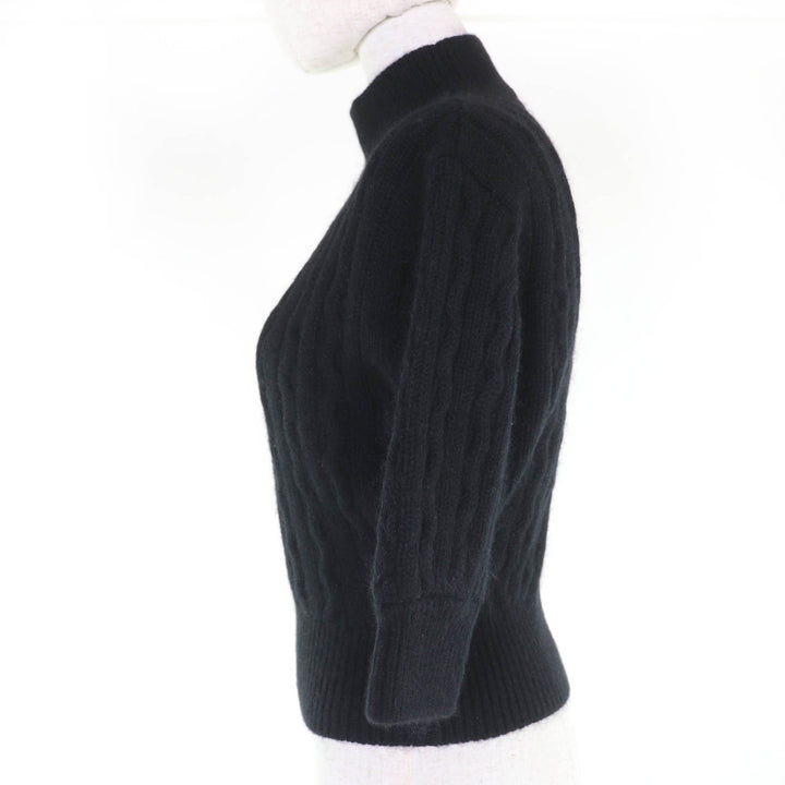Excellent LOUIS VUITTON knit High neck, 3/4 sleeves, cable knit black cashmere S