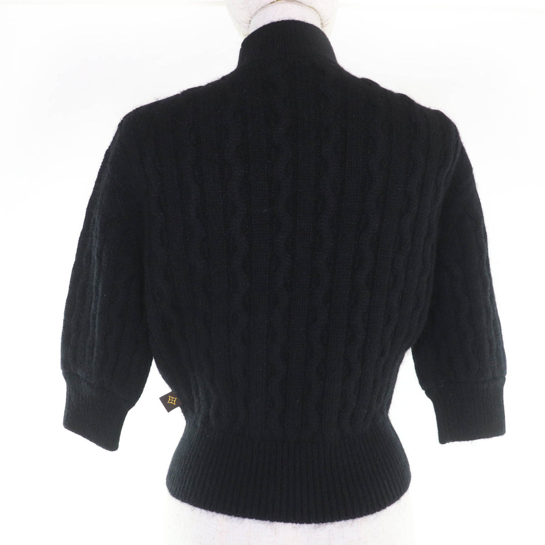 Excellent LOUIS VUITTON knit High neck, 3/4 sleeves, cable knit black cashmere S