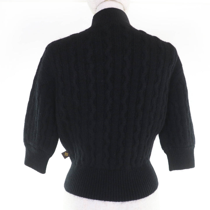 Excellent LOUIS VUITTON knit High neck, 3/4 sleeves, cable knit black cashmere S