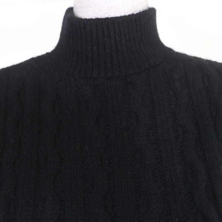 Excellent LOUIS VUITTON knit High neck, 3/4 sleeves, cable knit black cashmere S