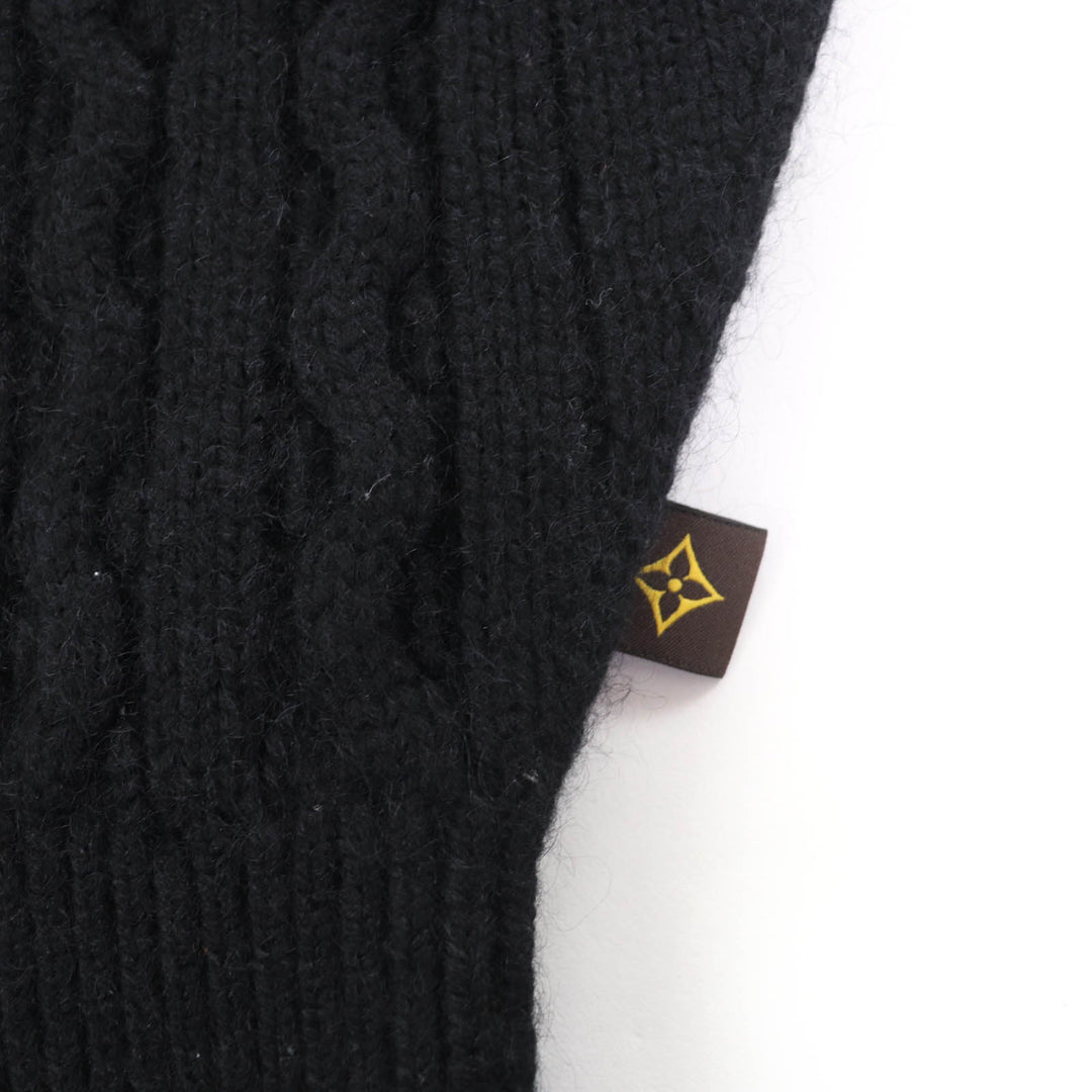Excellent LOUIS VUITTON knit High neck, 3/4 sleeves, cable knit black cashmere S