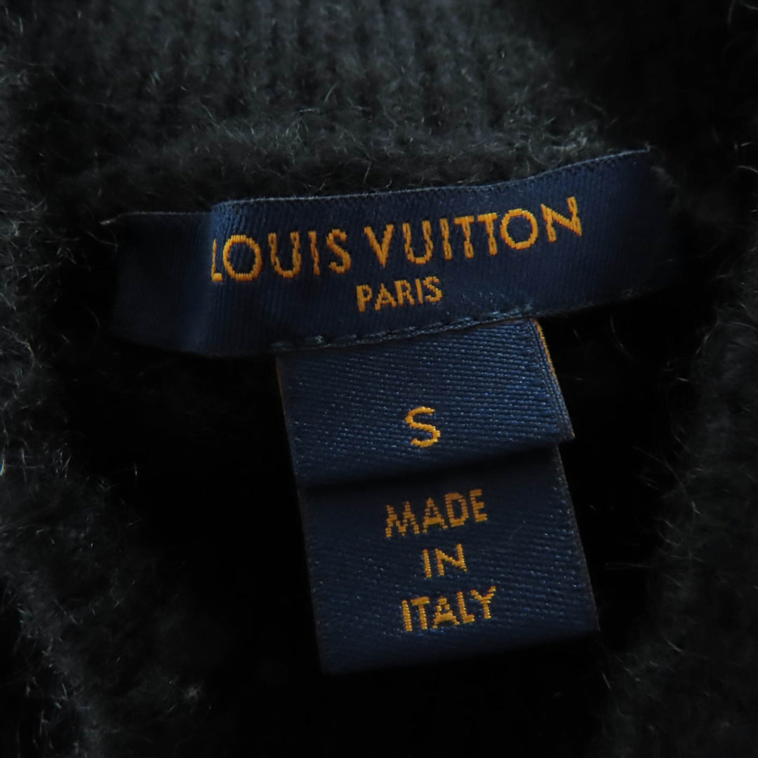 Excellent LOUIS VUITTON knit High neck, 3/4 sleeves, cable knit black cashmere S
